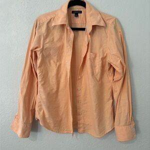 Lands’ End Women’s Button-Down Shirt – Peach/Orange, Size Small (6-8)